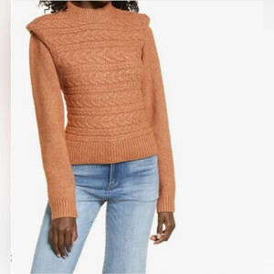 BLANK NYC Brown cable knit sweater size L